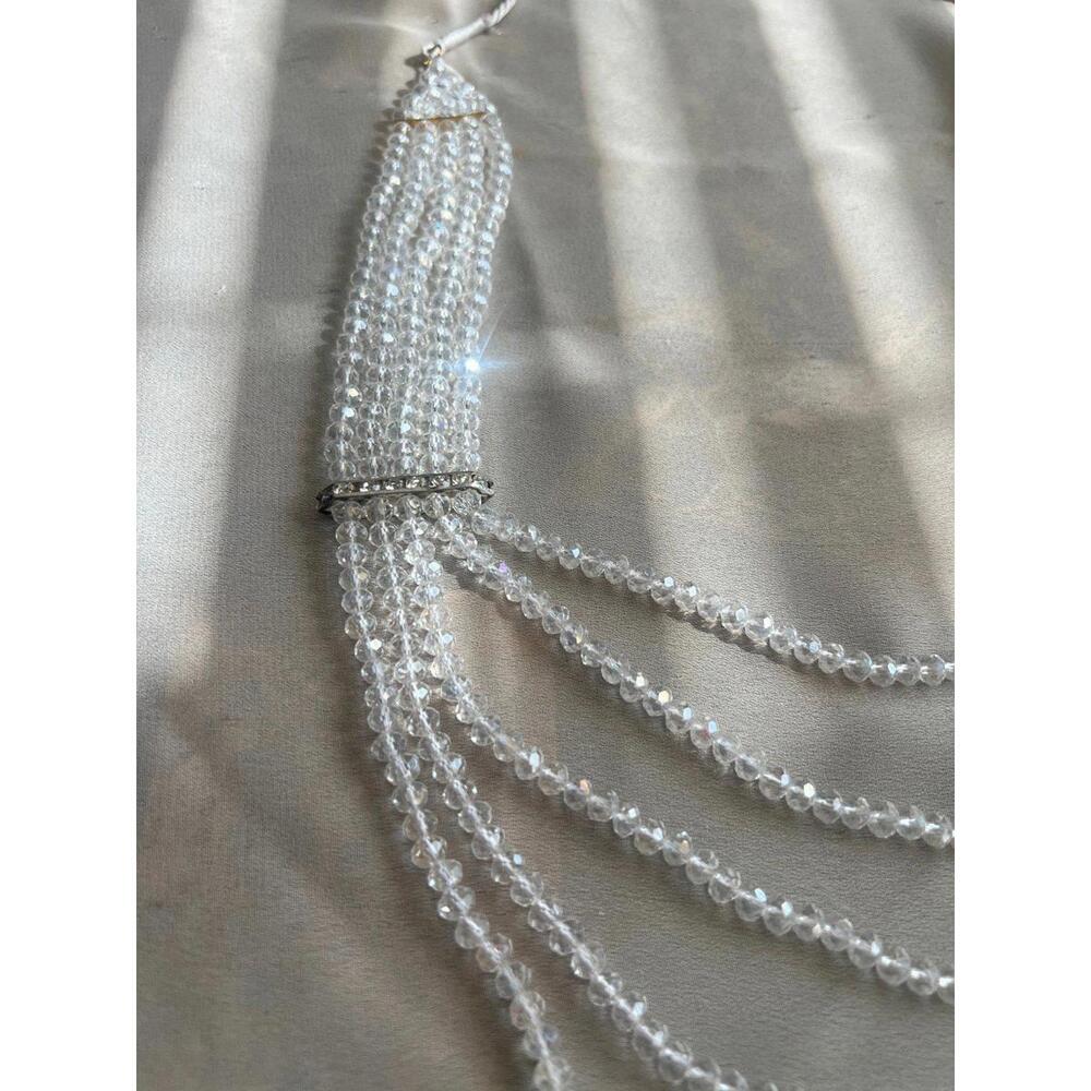 White Gorgeous Beaded Southasian Style Layered Necklace Jewelry Adjustable NEW - Picture 2 of 5